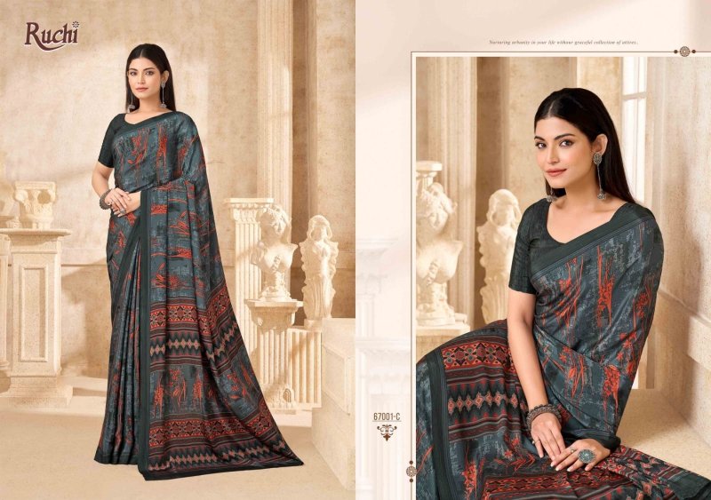 Vedanta Silk 54 By Ruchi Silk Crepe Printed Saree
